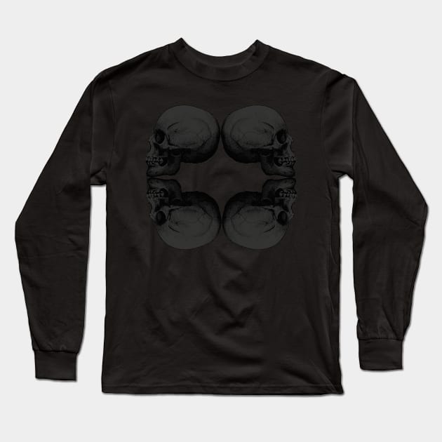 Skull Profile X4 BLACK Long Sleeve T-Shirt by skyskull